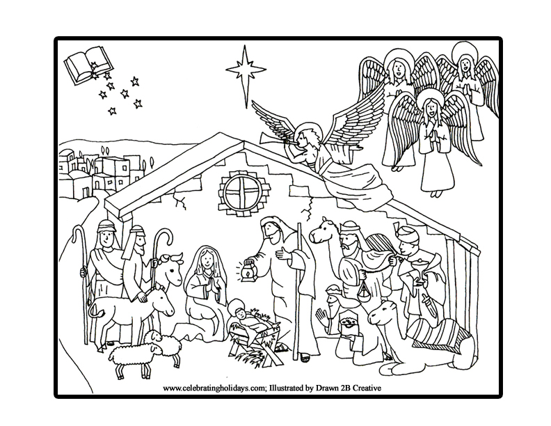 nativity scene coloring pages